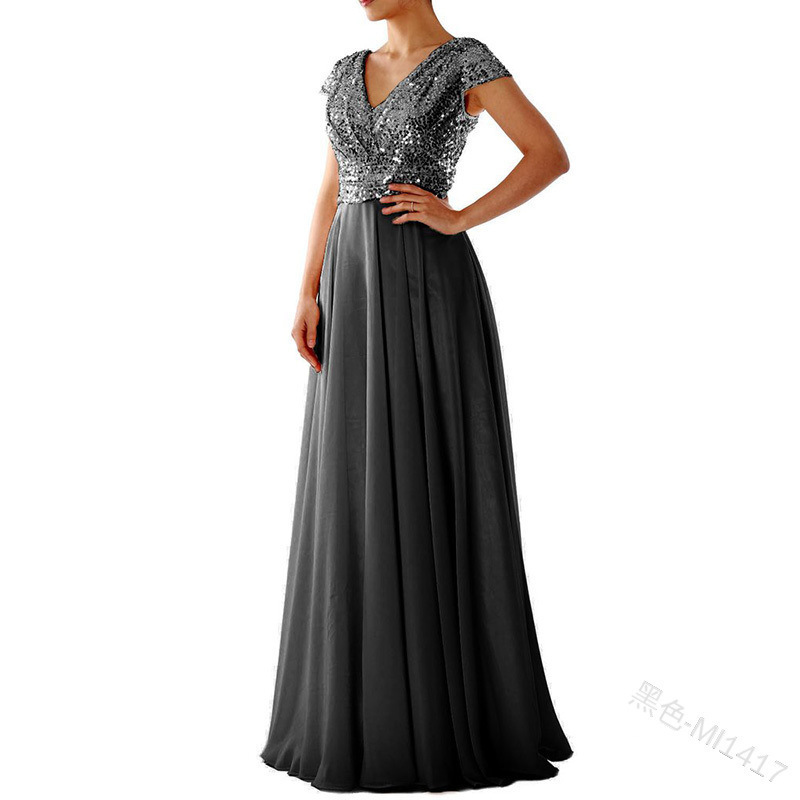 2023 New Arrival Lady Sexy Elegant Sequin Party Gowns Maxi Wedding Bridesmaid Evening Dress For Women