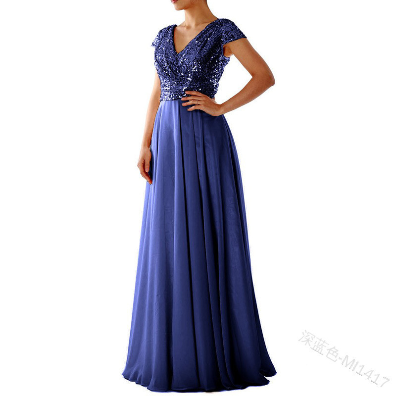 2023 New Arrival Lady Sexy Elegant Sequin Party Gowns Maxi Wedding Bridesmaid Evening Dress For Women