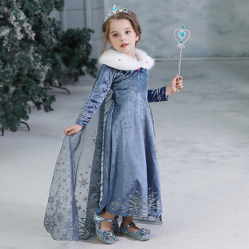 Costume for Girl Elsa Dress Cosplay Outfit Snow Princess Dress Up Halloween Birthday Party Outfit