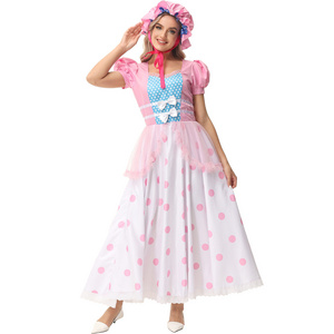 2024  New Design Women Halloween Carnival Costumes Adult Girl Performance Honey Princess Dress with Hat