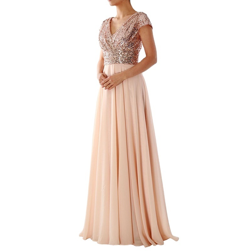 2023 New Arrival Lady Sexy Elegant Sequin Party Gowns Maxi Wedding Bridesmaid Evening Dress For Women