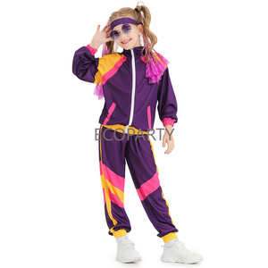 Drop ship ecoparty Children Boys Girls Baseball Sportswear Retro 80s Hippie Kid Children Halloween Disco Cosplay Costume