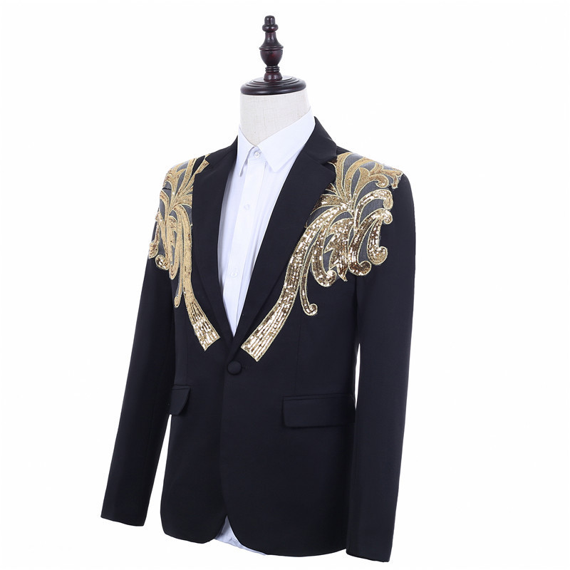 Men Classic Sequins Suit Coat Dinner Party Wedding Suits For Men Costume Homme