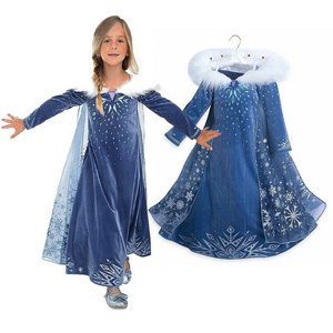 Costume for Girl Elsa Dress Cosplay Outfit Snow Princess Dress Up Halloween Birthday Party Outfit