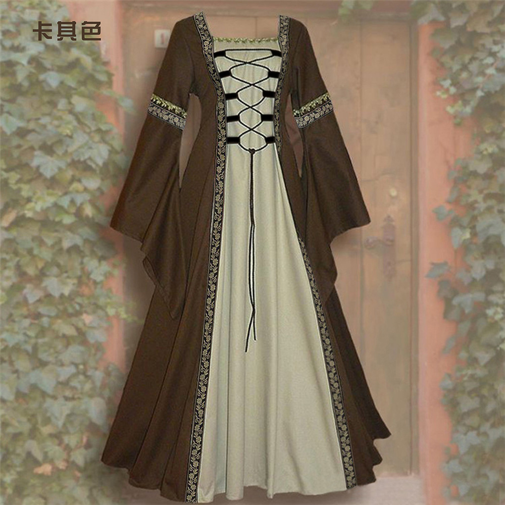 Gothic Medieval Dress Cosplay Carnival Halloween Costume for Women Retro Vestidos Court Long Robe Noble Princess