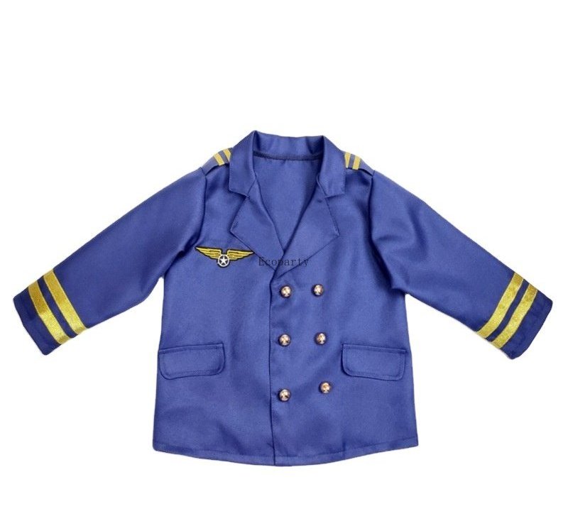 Drop ship custom made INs Hot Sale Children Deluxe Airline Captain Uniform Pilot Halloween Costumes for Kids