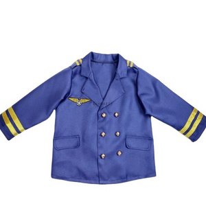 Drop ship custom made INs Hot Sale Children Deluxe Airline Captain Uniform Pilot Halloween Costumes for Kids