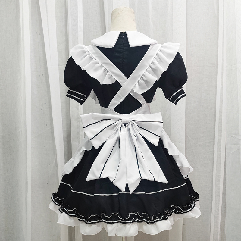 Women Cute Maid Outfit Anime Dress Black and White Apron Ruffle Dress Lolita Dresses Men Cafe Costume Cosplay Costume