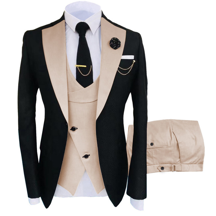 New Grooming Tuxedo Male Suit Boutique Elegant Gentleman Men Clothing 3 Piece Set Luxury Guest Wedding Dress