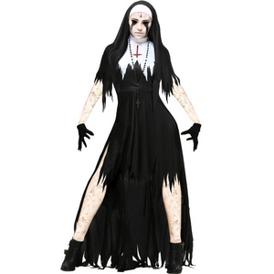 S-3XL Halloween Costume The Demon Scary Sinful Sister Scary  Costumes Long Robes Lady Spooktacular Bloody Nun Cosplay Fancy Dres