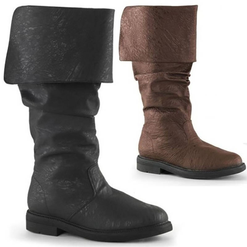 Medieval  Leather Boots Jack Half Haddock Shoes Footwear Pirate Warrior Vintage Jackboot Adult Men