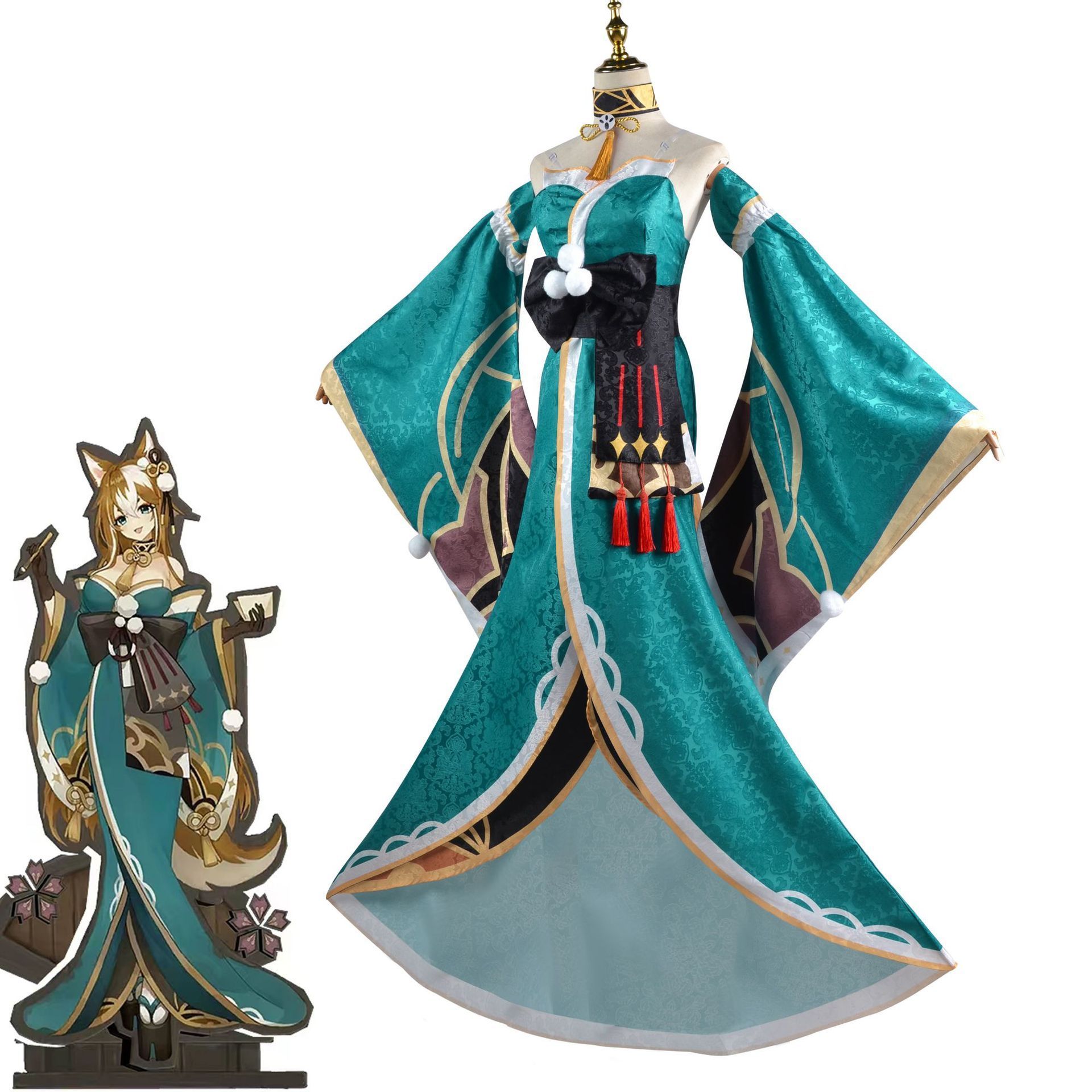 Game Genshin Impact Miss Hina Cosplay Costume Miss Hina Cosplay Costume Gorou Women Fox Dress Uniform Halloween With Ear Tail