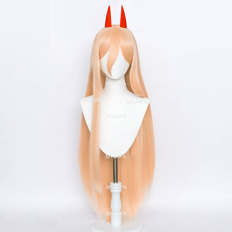 Anime Chainsaw Makima Power Cosplay Wig Long Orange Pink Heat Resistant Synthetic Hair Party Role Play Wigs