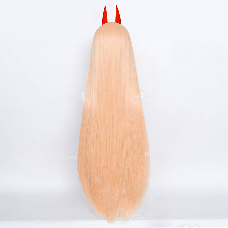 Anime Chainsaw Makima Power Cosplay Wig Long Orange Pink Heat Resistant Synthetic Hair Party Role Play Wigs