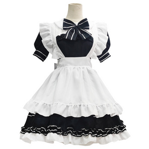 Women Cute Maid Outfit Anime Dress Black and White Apron Ruffle Dress Lolita Dresses Men Cafe Costume Cosplay Costume