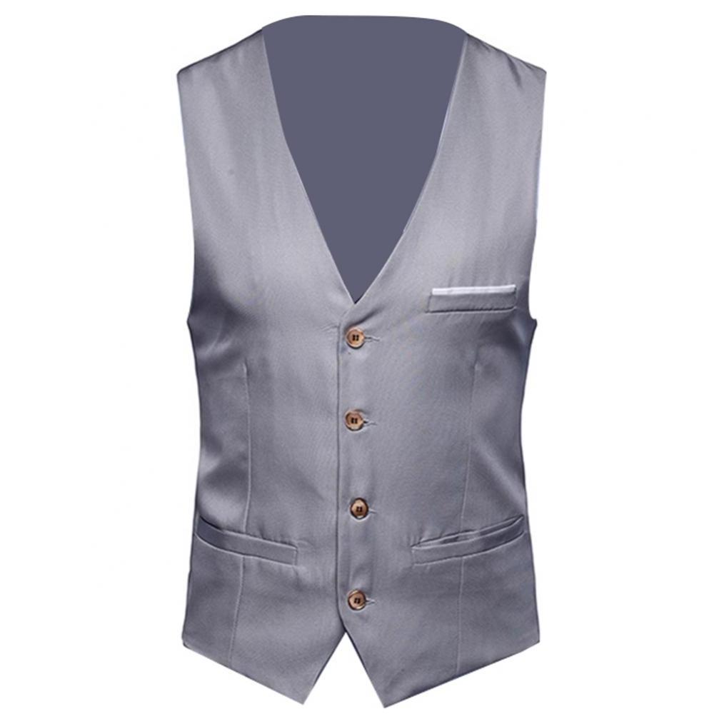 New Formal Men Solid Color Suit Vest Single Breasted Business Waistcoat  Casual Sleeveless Slim Dress Vest For Men Business