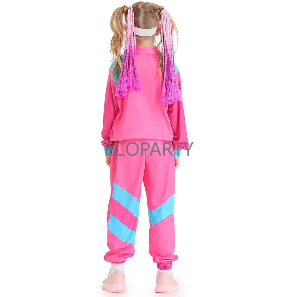 Drop ship ecoparty Children Boys Girls Baseball Sportswear Retro 80s Hippie Kid Children Halloween Disco Cosplay Costume