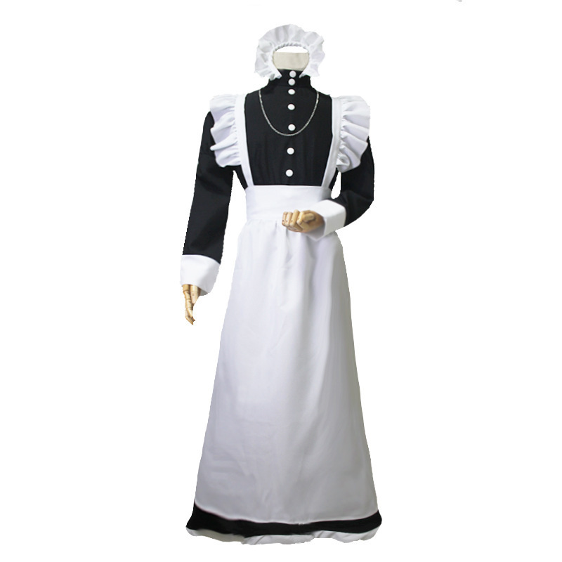 Halloween Teen & Kid Girls Beauty & Beast Belle Princess Alice Maid Costume White Blue Maid Apron Dress Fancy Uniform For Child