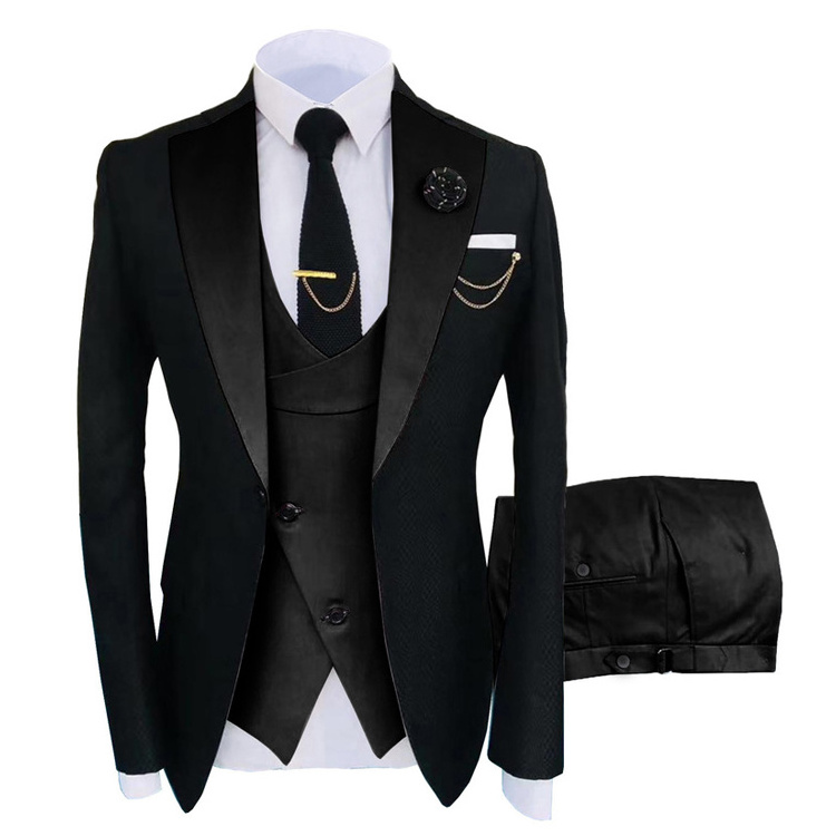 New Grooming Tuxedo Male Suit Boutique Elegant Gentleman Men Clothing 3 Piece Set Luxury Guest Wedding Dress