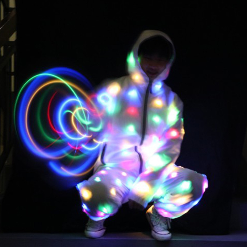 Led Luminous Light Up Led Jacket Coat & Pants Set Dancing Luminous Led Costume Hoodies for Women Men Dance Party Costume Clothes