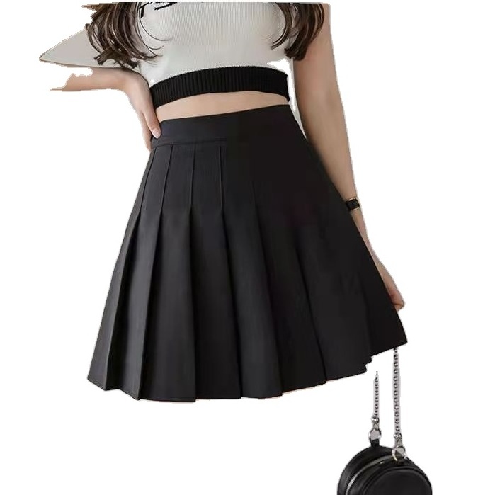 Girls Women High Waisted Plain Pleated Short Skirt Skater Tennis School Uniforms A-line Mini Skirt