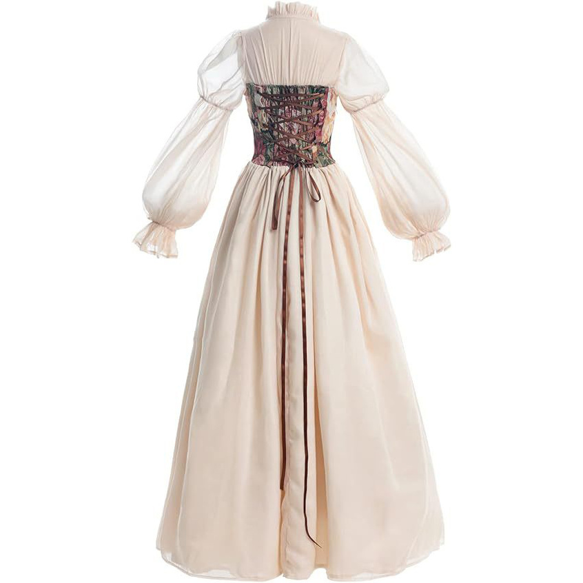 Women's Gothic Renaissance Dress Women Medieval Costume Victorian Dresses Pirate Skirt Fairy Witch Vintage Fairy Dress