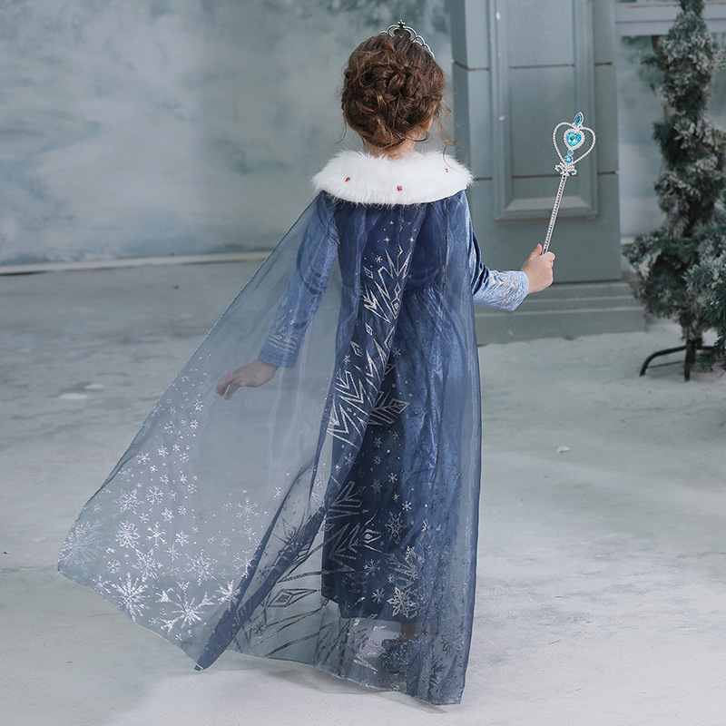 Costume for Girl Elsa Dress Cosplay Outfit Snow Princess Dress Up Halloween Birthday Party Outfit