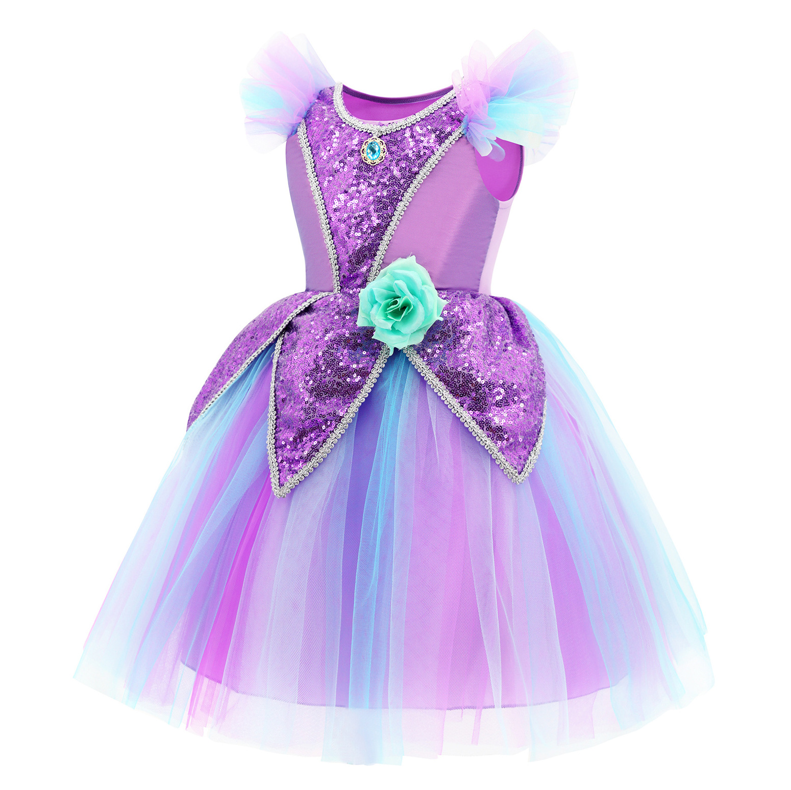 Girls Purple Butterfly Mesh Tutu Dresses Princess Tulle Costume Carnival Halloween Fairy Dress Up for Kids 2-11T