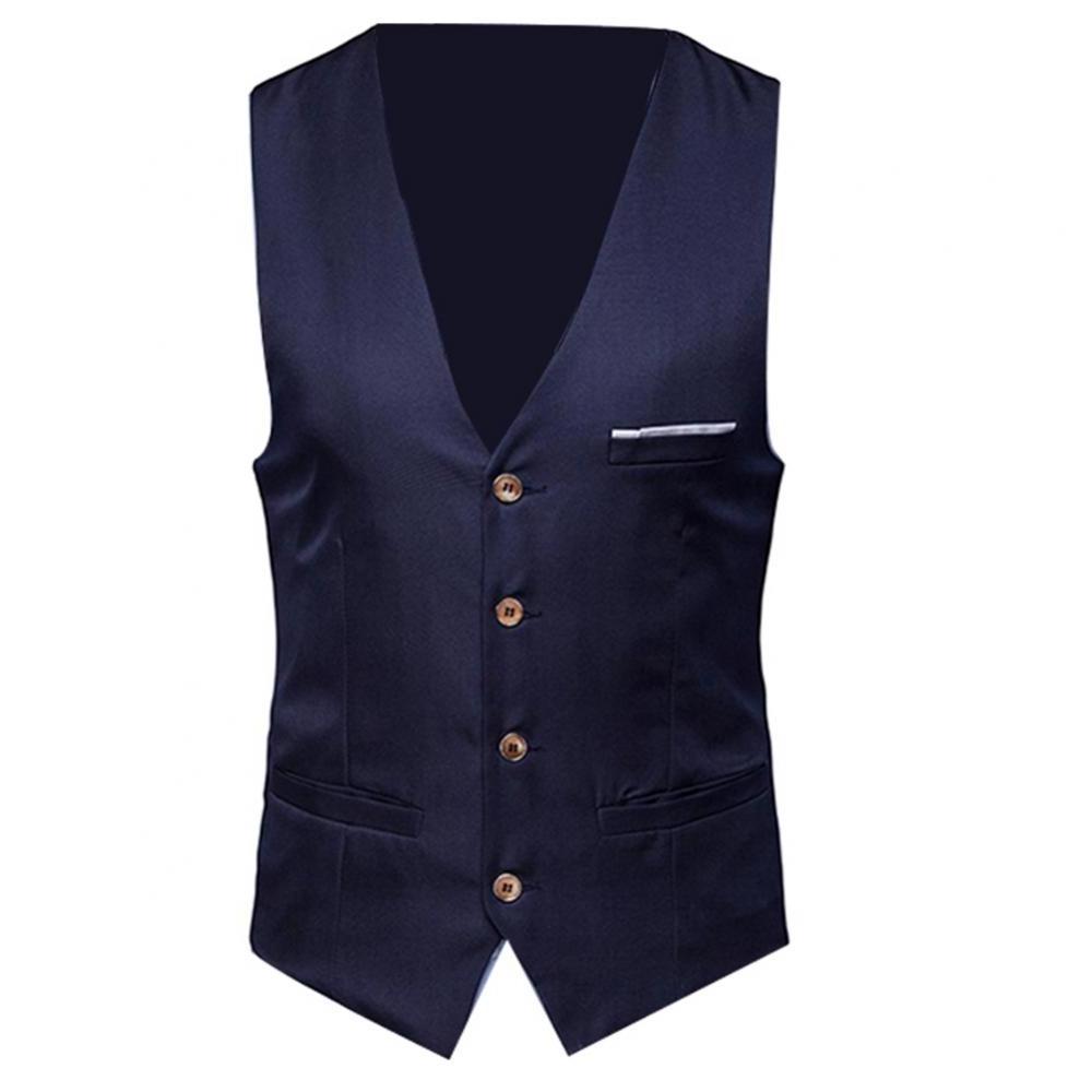 New Formal Men Solid Color Suit Vest Single Breasted Business Waistcoat  Casual Sleeveless Slim Dress Vest For Men Business