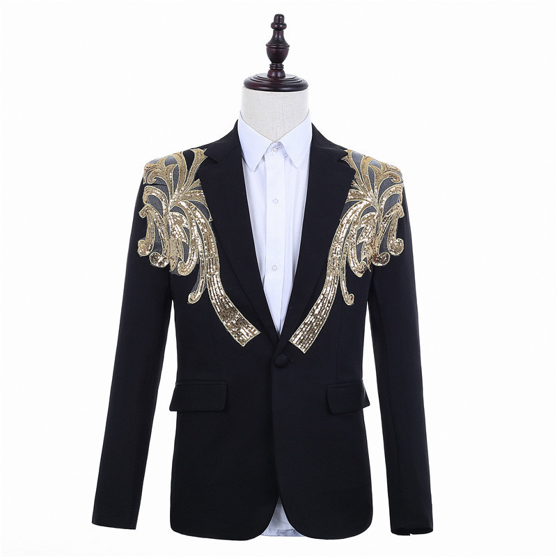 Men Classic Sequins Suit Coat Dinner Party Wedding Suits For Men Costume Homme