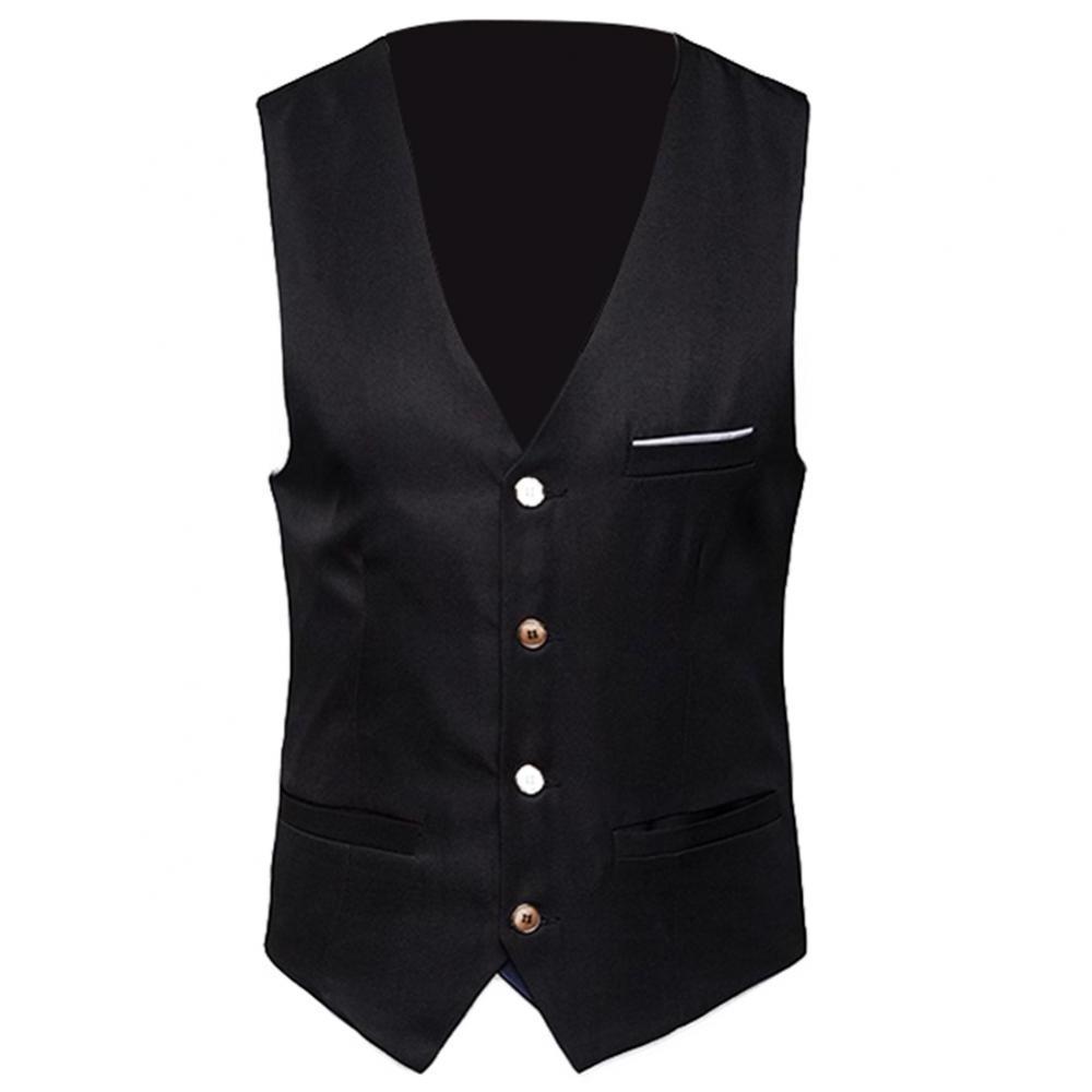 New Formal Men Solid Color Suit Vest Single Breasted Business Waistcoat  Casual Sleeveless Slim Dress Vest For Men Business