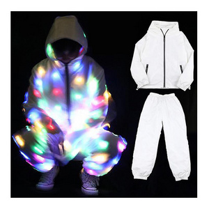 Led Luminous Light Up Led Jacket Coat & Pants Set Dancing Luminous Led Costume Hoodies for Women Men Dance Party Costume Clothes