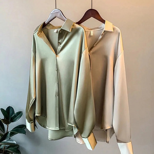 Spring 2021 Womens Clothing Silk Shirt Vintage Blouse Women Sheer Top Women  Dress Shirt Plus Size