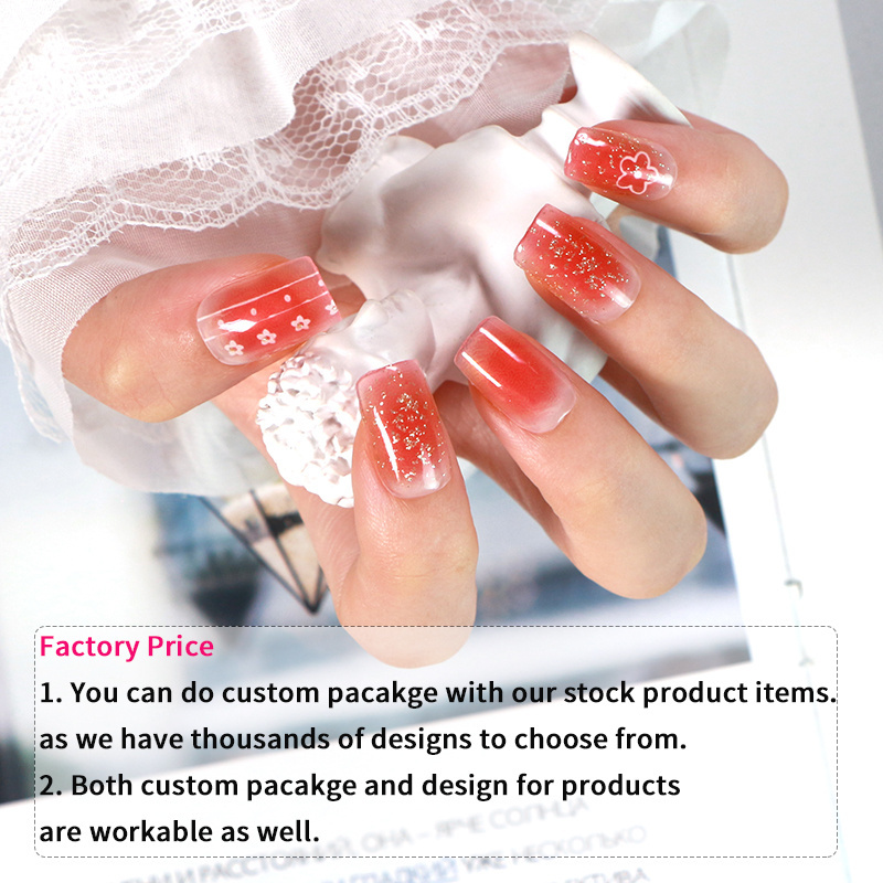 Factory Price Pink Flower Gel Nail Wraps Real Nail Polish Sticker Customized Available