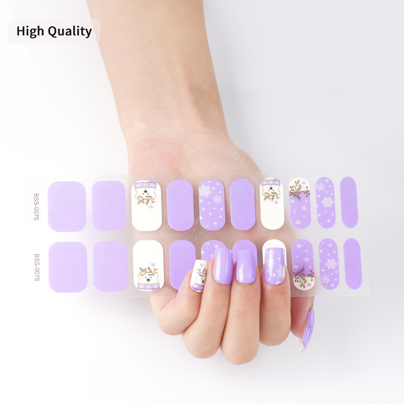 New Hot Custom Logo Christmas Gel Nail Stickers Snowflake Nail Wraps For Woman