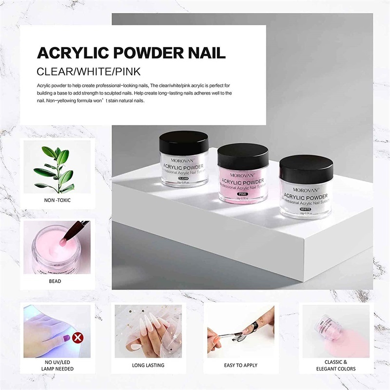 Nail Acrylic Powder Set Crystal Glitter Kit Acrylic Liquid With Nail Brush File Manicure Tools Nail Acrylic Powder Dipping