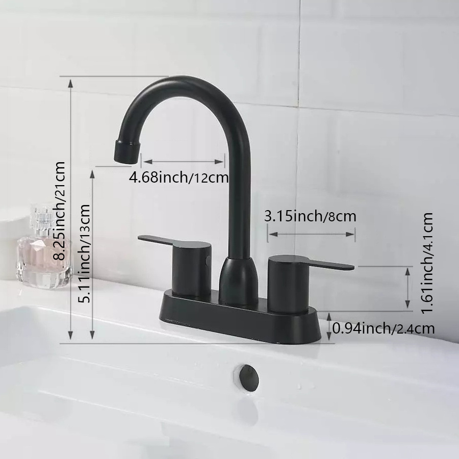 Luxury waterfall basin faucet black 4 inch bathroom faucets for sink 3 hole 2 handle basin tap