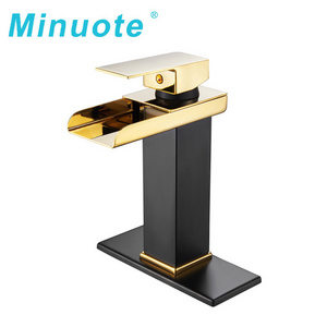 Gold black bathroom faucets sink waterfall face basin faucet