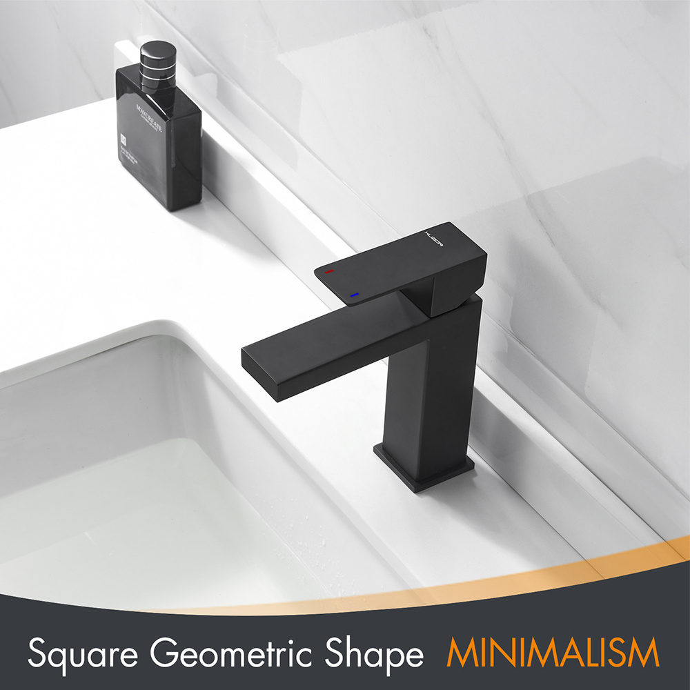 Square shower mixer black stainless steel 304 bathroom basin faucet for sink