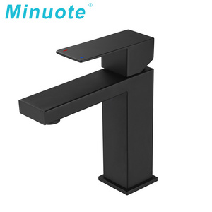 Square shower mixer black stainless steel 304 bathroom basin faucet for sink