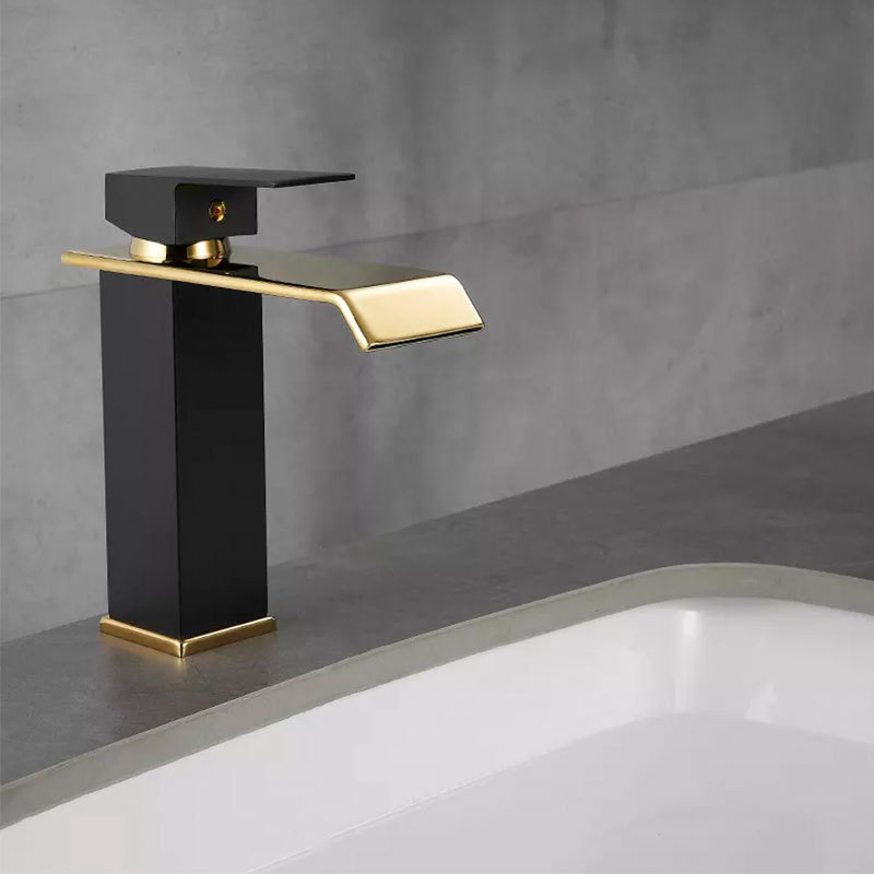 Bathroom brushed golden basin faucet bath mixer waterfall sink faucet