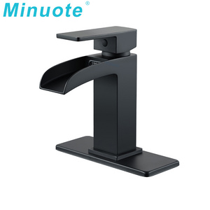 Matte black kitchen faucet basin brass faucet saving water waterfall faucet