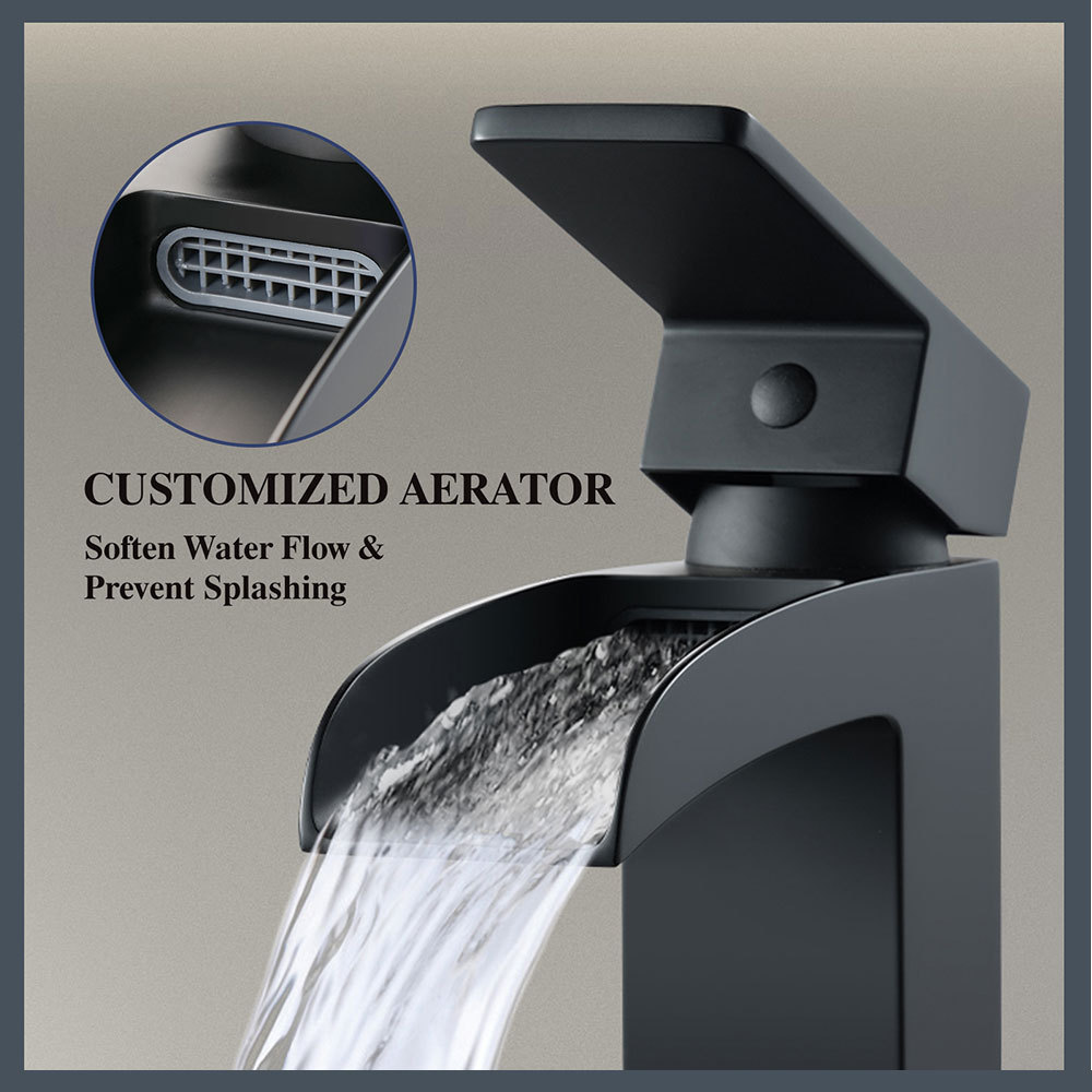 Bathroom black bath tub shower mixer faucet set basin brass waterfall faucet full set for hotel washroom