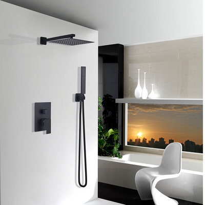 Mixing diverter valve concealed shower faucet set wall mounted rain shower with overhead shower head