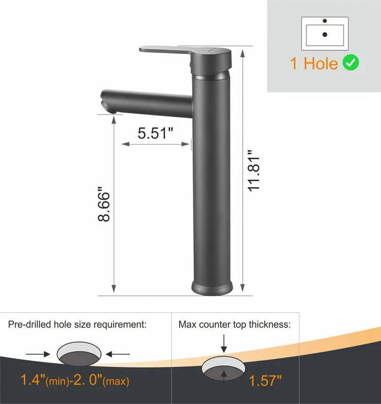 Washroom luxury matte black long neck water tap nozzle brass shower basin faucet