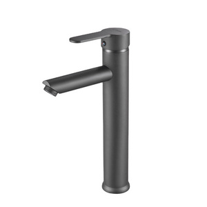 Washroom luxury matte black long neck water tap nozzle brass shower basin faucet