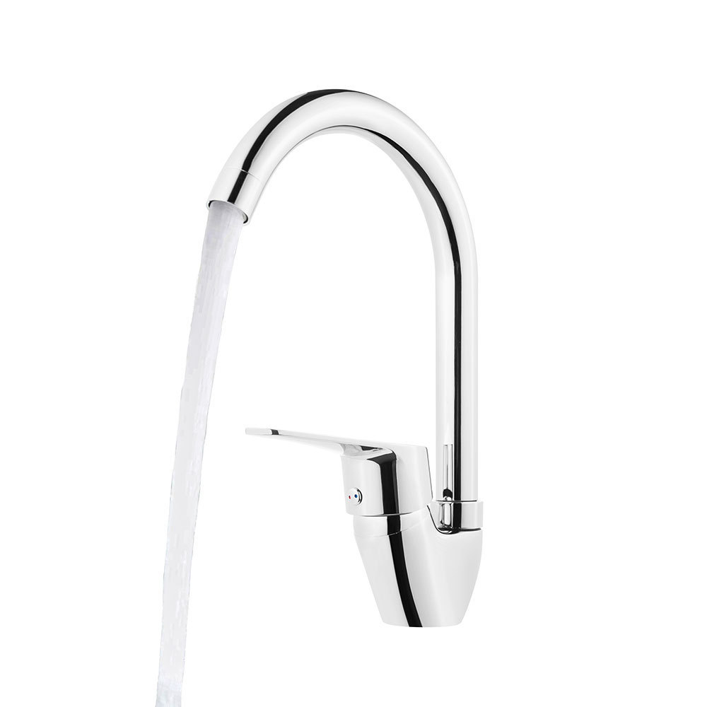 Low MOQ Commercial chrome deck mounted goose neck Single Handle tap mixer Kitchen brass Sink Faucets