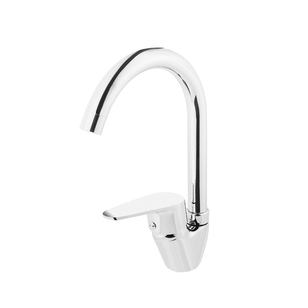 Low MOQ Commercial chrome deck mounted goose neck Single Handle tap mixer Kitchen brass Sink Faucets