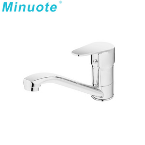 New design single lever water long spout water sink modern brass chrome kitchen taps white faucet for kitchen sink