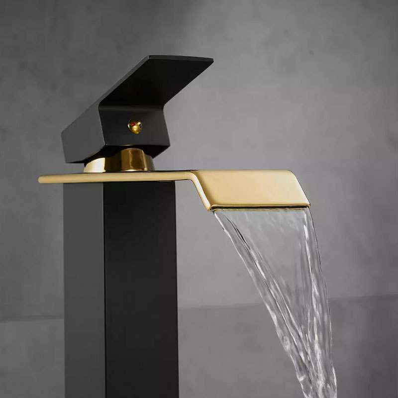 Stainless steel material gold tall square bathroom basin faucet waterfall bathroom faucet